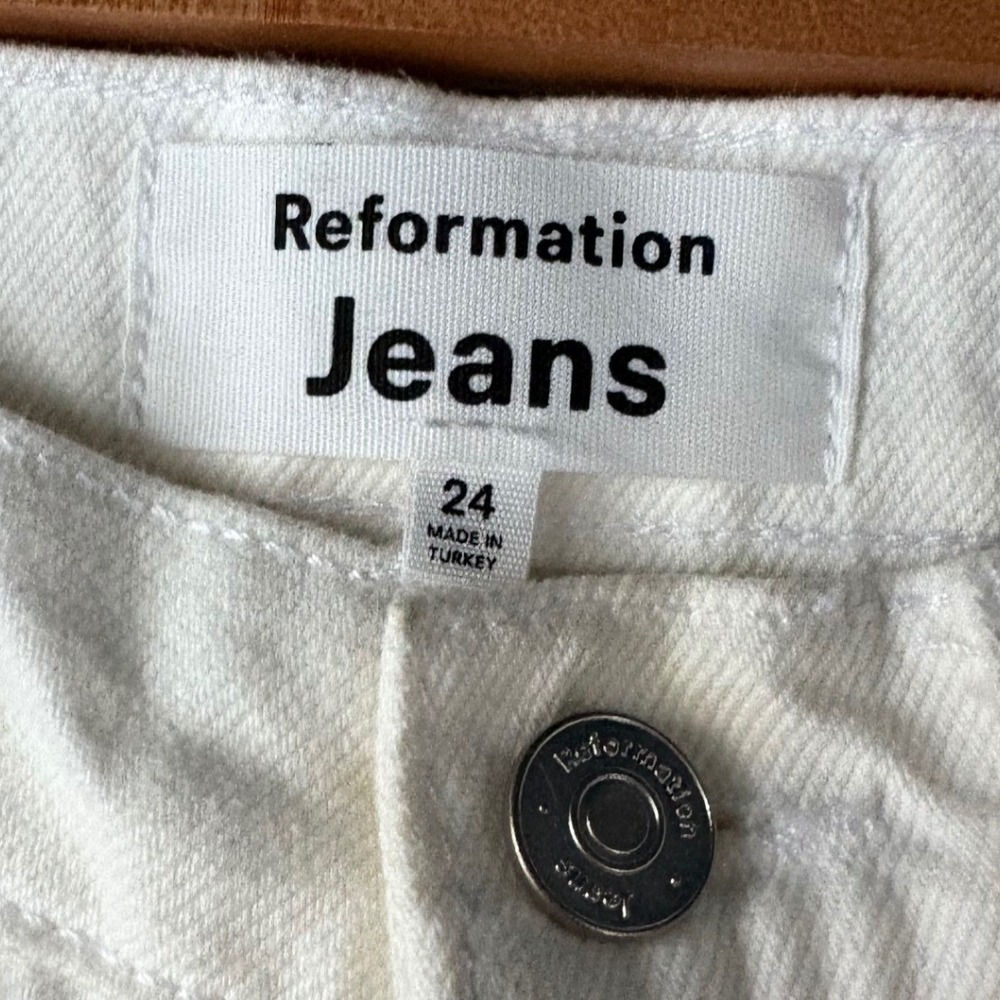 Reformation Cynthia High Rise Straight Jeans White 24 - Picture 5 of 8